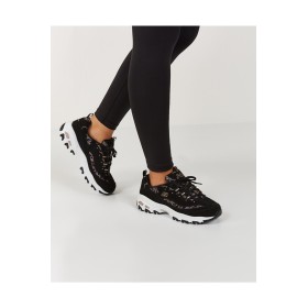 Skechers D'LİTES - FANCY LEOPARD Kadın Siyah Sneakers - 149099 BKRG