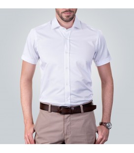 Pamira Erkek Beyaz Kısa Kol Slim Fit Gömlek