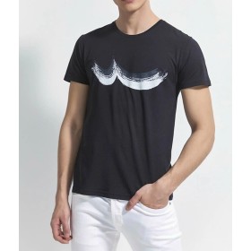 Ltb Erkek Siyah Baskılı Kısa Kol Bisiklet Yaka T-Shirt 01220 84544 60146