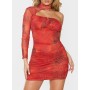 Prettylittlething Kırmızı Örgü Yüksek Boyun Uzun Kol Örgü Bodycon Elbise Cmh5125/37/59