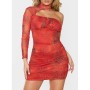 Prettylittlething Kırmızı Örgü Yüksek Boyun Uzun Kol Örgü Bodycon Elbise Cmh5125/37/59