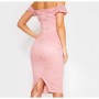 Prettylittlething Pembe Dantelli Kayık Yaka Midi Anvelop Elbise Cma8585/103