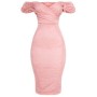 Prettylittlething Pembe Dantelli Kayık Yaka Midi Anvelop Elbise Cma8585/103