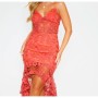 Prettylittlething Cmf2232/87 Rust Dantel Askılı Fırfırlı Midi Kadın Elbise