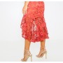 Prettylittlething Cmf2232/87 Rust Dantel Askılı Fırfırlı Midi Kadın Elbise