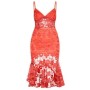 Prettylittlething Cmf2232/87 Rust Dantel Askılı Fırfırlı Midi Kadın Elbise