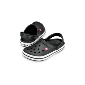 Crocs  Siyah Unisex Crocband Kenarı Siyah Beyaz Çizgili Terlik 11016