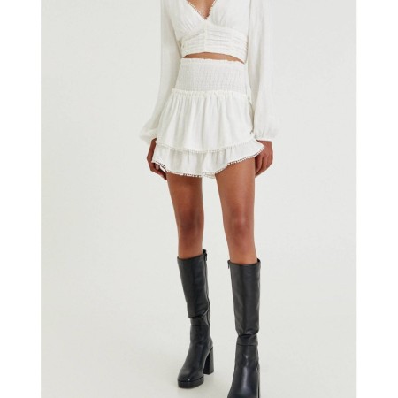 Pull & Bear Fırfırlı Katlı Volanlı Dantel Şeritli Mini Etek  8398/315/250