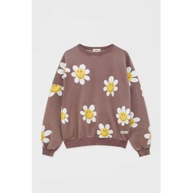 Pull&Bear Kadın Smiley Papatyalı Oversays Sweatshirt 8591/341