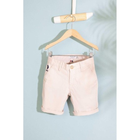 US. Polo Erkek Çocuk Beyaz Dokuma Bermuda Capri