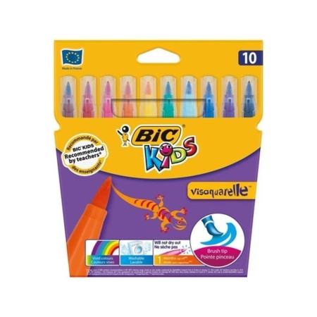 Bic Kids Visaquarelle Fırça Uçlu Keçeli Boya Kalemi 10 Renk