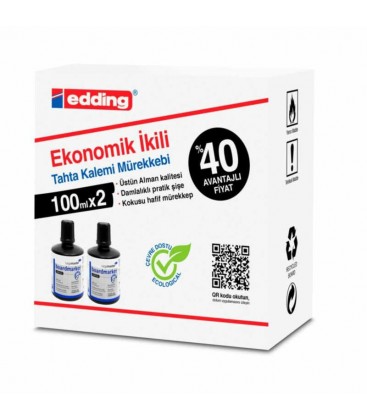 Edding Siyah Beyaz Tahta Kalemi Mürekkebi 2x100 ml