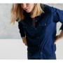 Yargıcı Kadın İndigo Panel Detaylı Denim Gömlek 0KKGM6100X