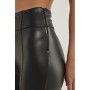 Penti Deri Görünümlü Slim Fit Termal Siyah Tayt