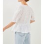 LCW CASUAL V Yaka Nakışlı Balon Kollu Vual Kumaş Kadın Bluz S1EJ57Z8