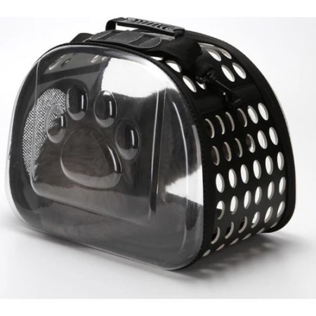 Şeffaf Kedi Köpek Taşıma Çantası 42 x 26 x 35 cm Siyah