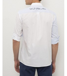 US Polo Assn Erkek Slim Fit Beyaz Gömlek Uzunkol G081SZ004.000.988404