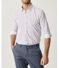Altınyıldız Classics Erkek Beyaz-bordo Baskılı Düğmeli Yaka Tailored Slim Fit Gömlek 4A2020200027