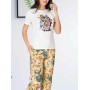 Pierre Cardin 1082 Çiçek Desenlik Yazlık Ince Kadın Pijama Takımı pc1082