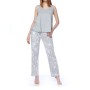 Take it Eas Kadın Gri Melanj Pamuklu Bisiklet O Yaka Kolsuz Pijama Takımı - K3220Y