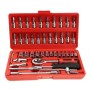 46 Adet Evrensel Soket Seti & 1/4 "Spanner & Cırcır Sürücü Tornavida Kol Seti
