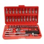 46 Adet Evrensel Soket Seti & 1/4 "Spanner & Cırcır Sürücü Tornavida Kol Seti