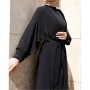 Setrms Siyah Kemer Detaylı Abaya 2122061