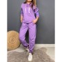Saklı Butik Kadın Lila Deri Şeritli Eşofman Takımı SKL1498