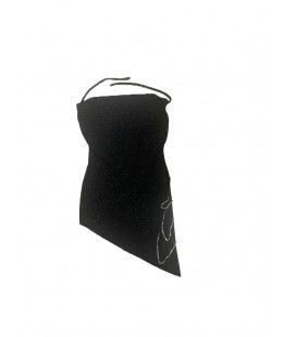 Angel Fashion Alt Siyah Parlak Arkadan Bağcıklı Sırt Detay Elbise 3095