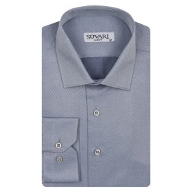 Süvari Slim Fit Armür Desenli Mavi Erkek Gömlek GM2024700109M05
