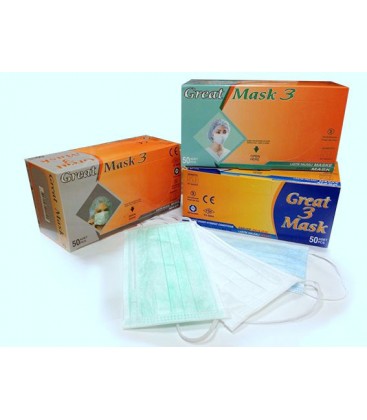 Great Mask 3 Katlı Telli Cerrahi Maske 50'li Yeşil