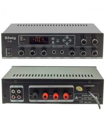 König K-80 - 2 Bölgeli 80 Watt Hat Trafolu Stereo Amfi