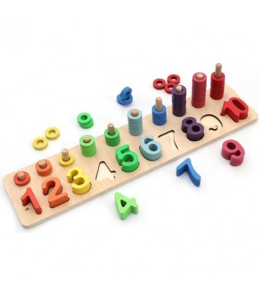 HAMAHA Wooden Toys Doğal Ahşap Eğitici Oyuncak Logaritmik Sayı Dizilişleri HMH-000