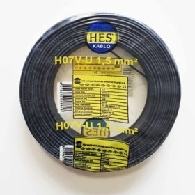 Hes  H07V-U 1.5 mm Nya Kablo Siyah 100 Metre