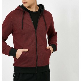 Koton Erkek Bordo Kapüsonlu Sweatshirt 0YAM71088LK477
