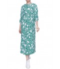 Tofisa Kadın Yeşil Desenli Uzun Elbise 21-1YB1054
