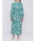 Tofisa Kadın Yeşil Desenli Uzun Elbise 21-1YB1054