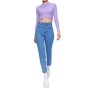 Kadın Açık Mavi Sade Mom Jean Pantolon 21-1YB0418