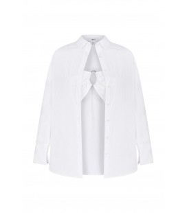 Twist Kadın Beyaz Büstiyer Detaylı Gömlek. TS1200025141