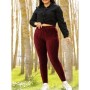 Fantastic Kadın Büyük Beden Kadife Bordo Tayt TYT0031K0172