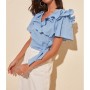 TRENDYOLMİLLA Mavi Kuşaklı Volanlı Bluz TWOSS20BZ0351