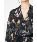 Koton Kadın Siyah Klasik Yaka 3/4 Kollu Beli Bağlamalı Mini Elbise 9YAL88261IW