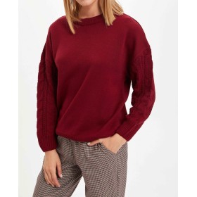 Defacto Woman Bordo Triko Kazak L3452AZ