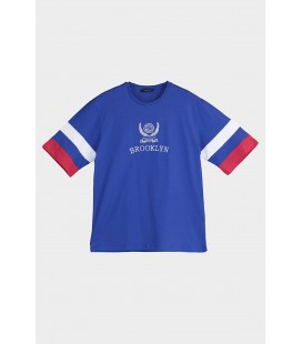 TRENDYOLMİLLA Lacivert Nakışlı Örme T-Shirt TWOSS20TS0824