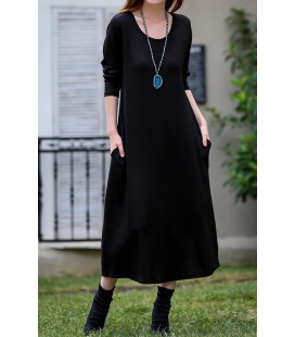 Kadın Siyah Gizli Cepli Oversize Salaş Elbise C10160000EL97767
