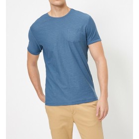 Koton Erkek Bisiklet Yaka Cep Detayli Flamli Kumas Slim Fit Basic Tisört 0YAM12059LK