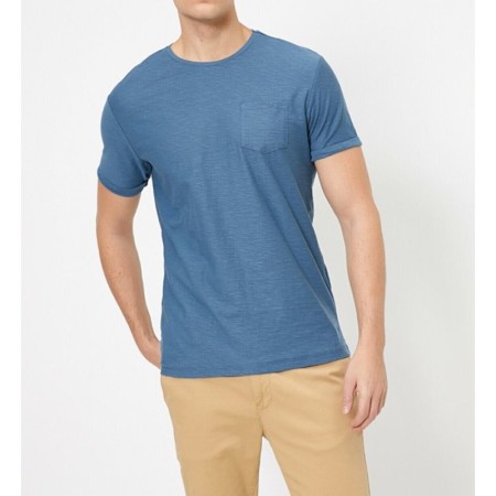 Koton Erkek Bisiklet Yaka Cep Detayli Flamli Kumas Slim Fit Basic Tisört 0YAM12059LK
