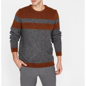 Koton Erkek Camel Çizgili Triko Kazak 9KAM91315LT