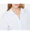 Koton Kadın Mavi Çizgili Yaka Detaylı Bluz 9KAK68737PW