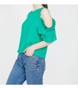 Koton Kadın Yeşil Firfir Detayli Bluz 9KAF60729GW